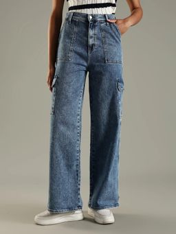 Tommy Hilfiger - Blue Solid Plain Straight Fit Jeans