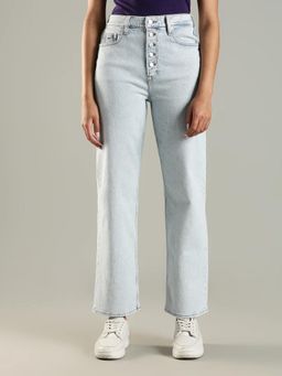 Tommy Hilfiger - Blue Solid Plain Straight Fit Jeans
