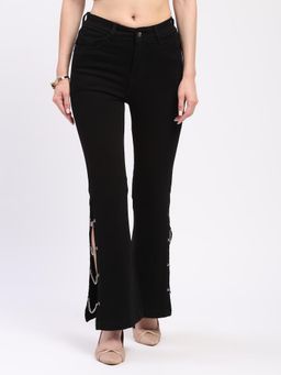 Global Republic - Black Solid Plain Bootcut Fit Jeans