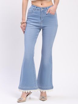 Global Republic - Blue Solid Plain Slim Fit Jeans