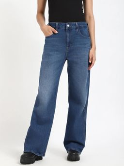 Tommy Hilfiger - Navy Blue Solid Plain Boot Cut Fit Jeans