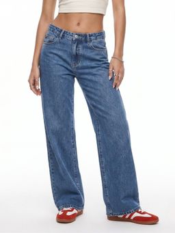 Outzidr - Blue Solid Plain Regular Fit Jeans