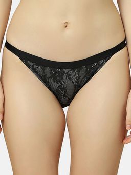 Triumph - Black Self Design New Lace Tanga Bikini