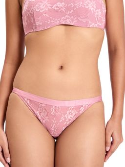 Triumph - Pink Self Design New Lace Tanga Bikini