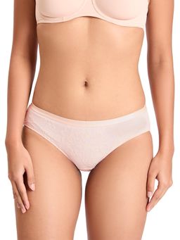 Triumph - Baby Pink Spotlight Velvet Rose Print Embroidery Midi Brief