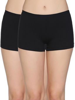 Zivame - Black Medium Rise Full Coverage Boyshorts (Pack of 2)