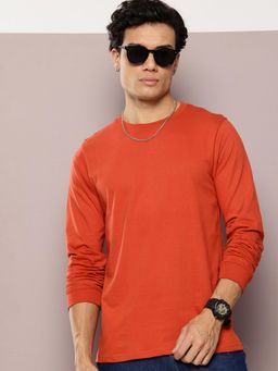 DILLINGER - Mens Regular Fit Long Sleeve Plain Rust T-Shirt