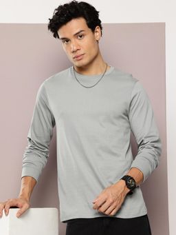 DILLINGER - Mens Regular Fit Long Sleeve Plain Metallic Grey T-Shirt