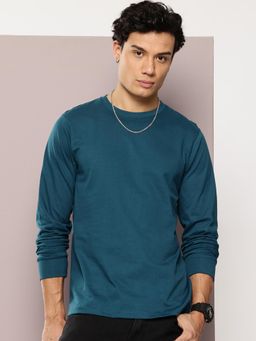 DILLINGER - Mens Regular Fit Long Sleeve Plain Teal T-Shirt
