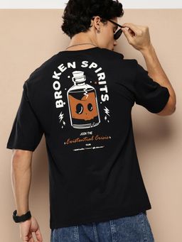 Difference of Opinion - Mens Oversized Black Printed T-Shirt