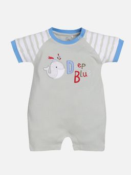 BABY GO - Boys Grey Cotton Embroidered Romper