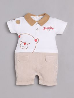 BABY GO - Boys Beige Cotton Stripes Romper