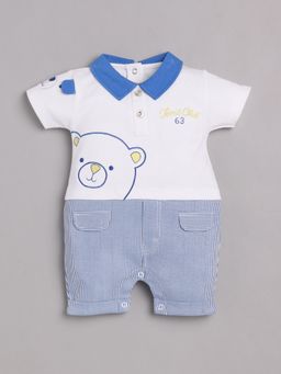 BABY GO - Boys Blue Cotton Stripes Romper