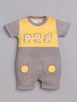 BABY GO - Boys Orange Cotton Embroidered Romper