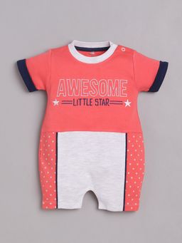 BABY GO - Boys Pink Cotton Embroidered Romper