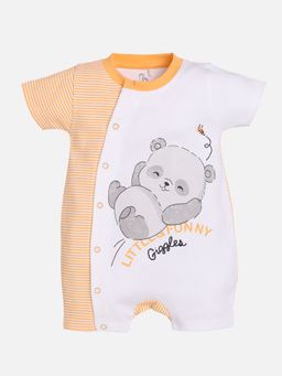 BABY GO - Boys Orange Cotton Printed Romper