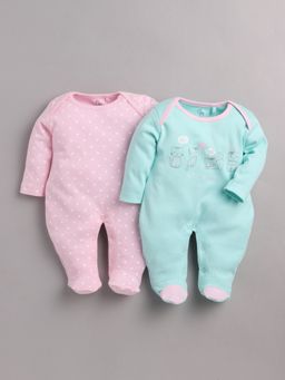 BABY GO - Girls Multi-Color Cotton Printed Romper (Pack of 2)