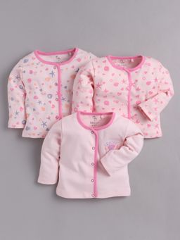 BABY GO - Girls Pink Cotton Printed T-Shirt (Pack of 3)