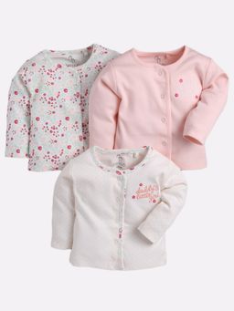 BABY GO - Girls Multi-Color Cotton Floral T-Shirt (Pack of 3)