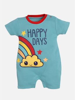 BABY GO - Boys Green Cotton Graphic Romper