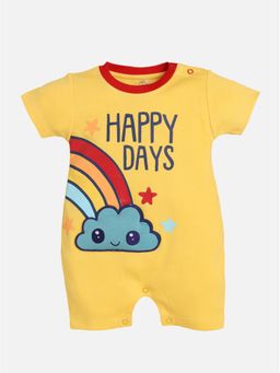 BABY GO - Boys Yellow Cotton Graphic Romper