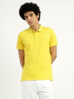 United Colors of Benetton - Yellow Regular Fit Ribbed Collar Solid Polo T-Shirt