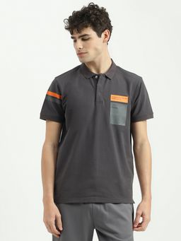 United Colors of Benetton - Grey Regular Fit Collar Neck Printed Polo T-Shirt