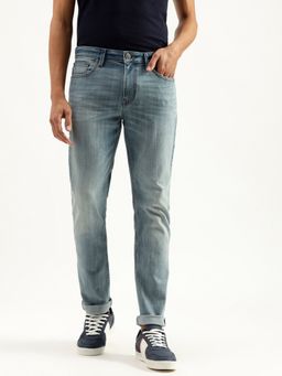 United Colors of Benetton - Solid Mid Rise Slim Straight Jeans Blue