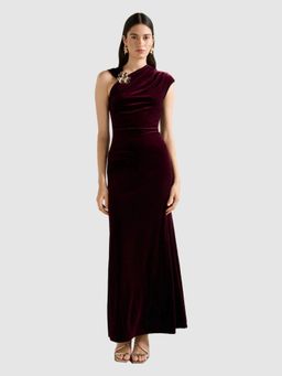 Forever New - Women Burgundy Solid Maxi Dress