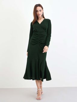 Styli - Women Green Solid Midi Dress