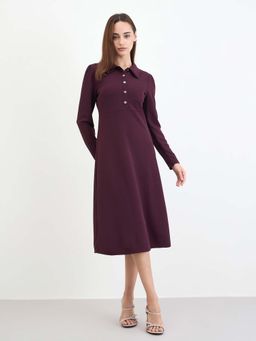 Styli - Women Purple Solid Midi Dress
