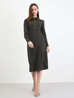 Styli - Women Black Solid Midi Dress