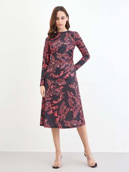 Styli - Women Black Printed Midi Dress