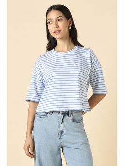 Allen Solly - Women Blue Stripe Casual T-Shirt