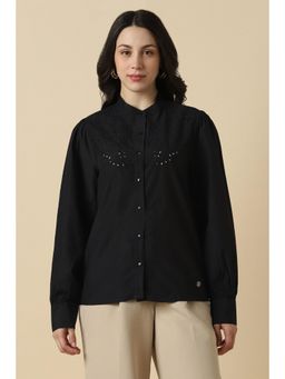 Allen Solly - Women Black Embroidered Shirt