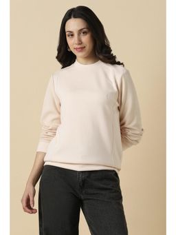 Allen Solly - Women Beige Solid Round Neck Sweatshirt
