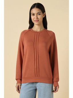Allen Solly - Women Brown Solid Round Neck Sweatshirt