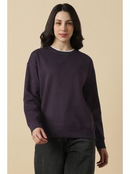 Allen Solly - Women Purple Solid Round Neck Sweatshirt