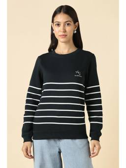 Allen Solly - Women Black Stripes Sweatshirt