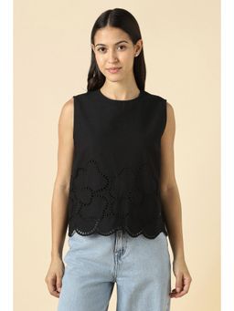 Allen Solly - Women Black Self Design Casual Top