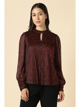 Allen Solly - Women Maroon Textured Party Top