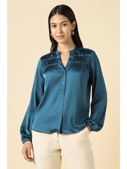 Allen Solly - Women Blue Textured Formal Top