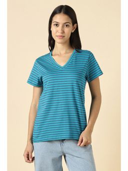 Allen Solly - Women Blue Striped Casual T-Shirt