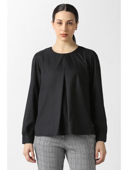 Van Heusen - Women Black Solid Round Neck Top