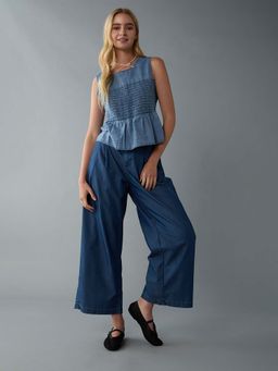 American Eagle - Women Blue Textured Top