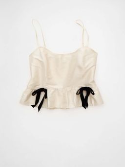 American Eagle - Women Cream Crop Top