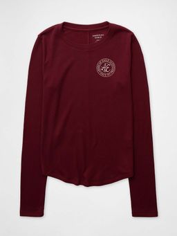American Eagle - Women Maroon Solid T-Shirt