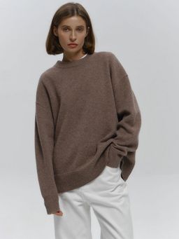Outzidr - Women Solid Full Sleeves Brown Sweater