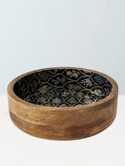 CasaGold - Wooden Serving Bowl Blue Flora
