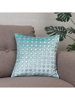HomeTown - Bahamas Circle Embroidered Cushion Cover 40 x 40 Cm in Aqua Blue Colour
